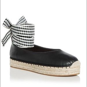 Avec Les Filles Georgie Black Leather Espadrilles